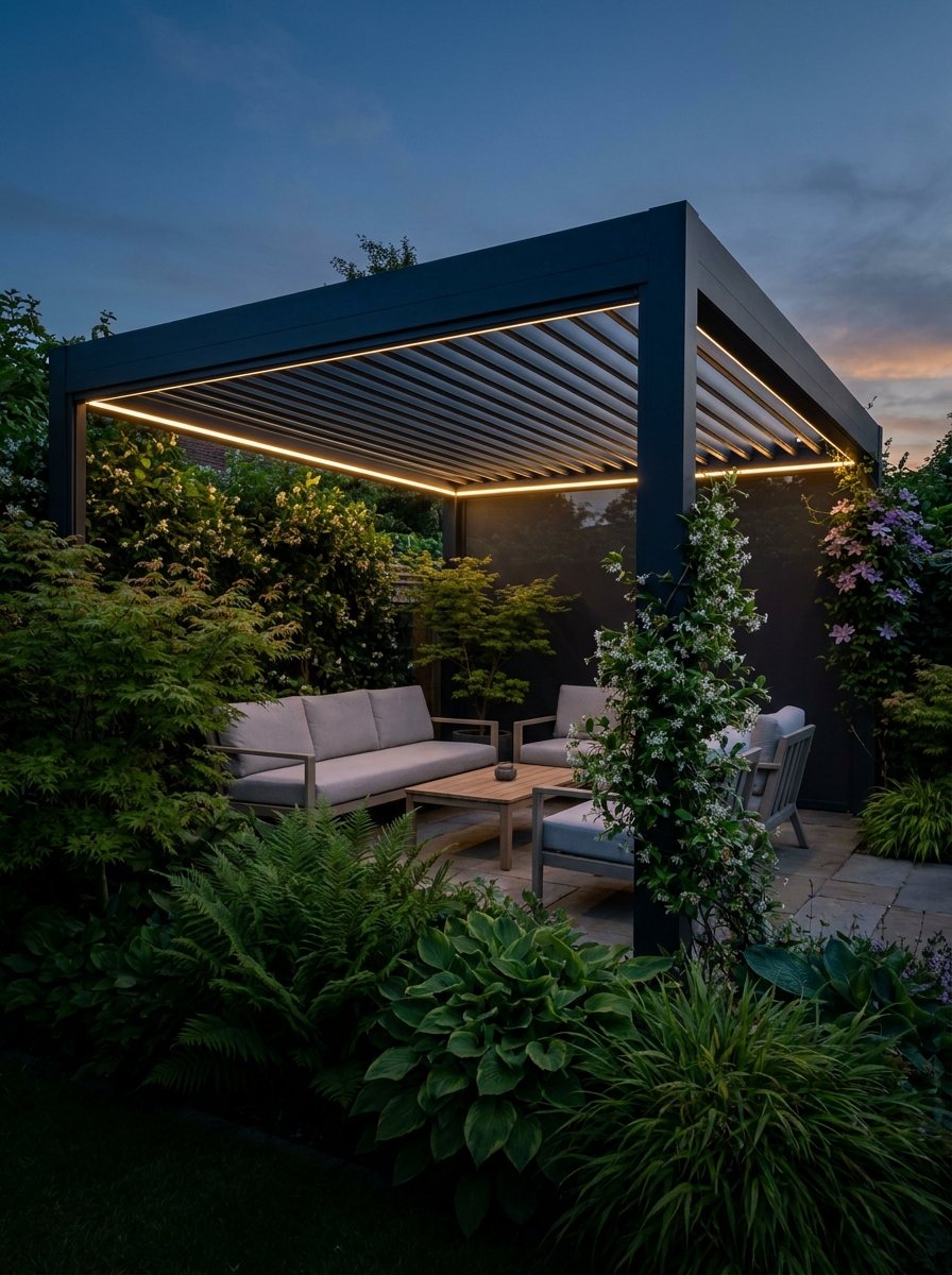 Lamellás pergola kerti nappalival